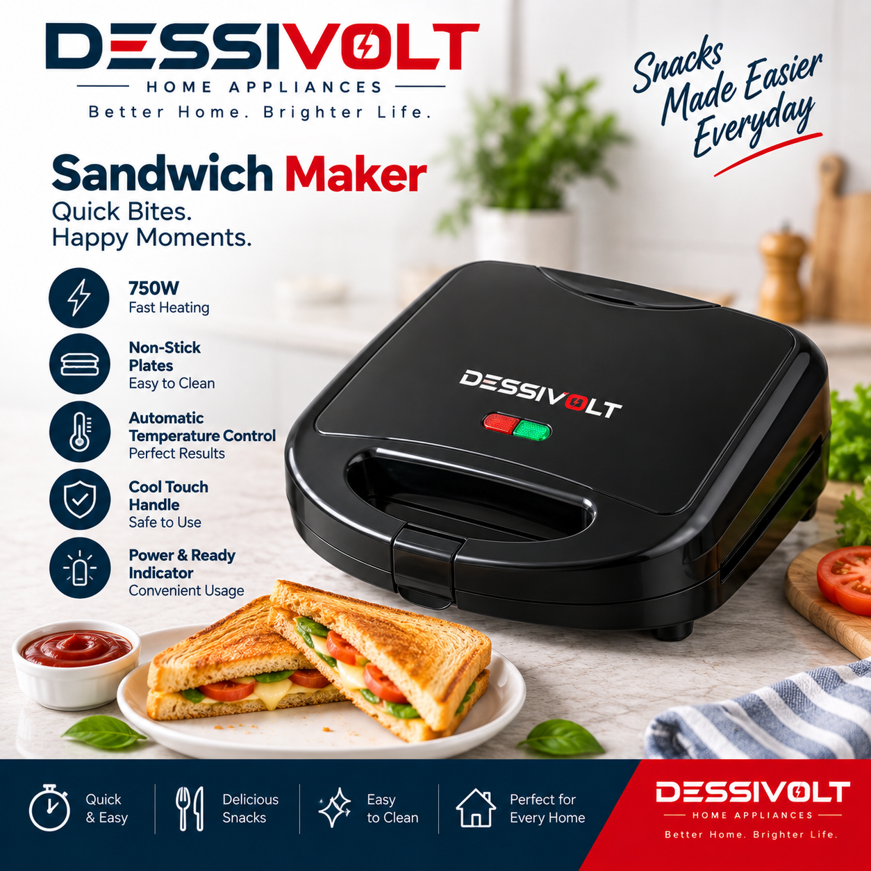 DESSIVOLT Sandwich Maker